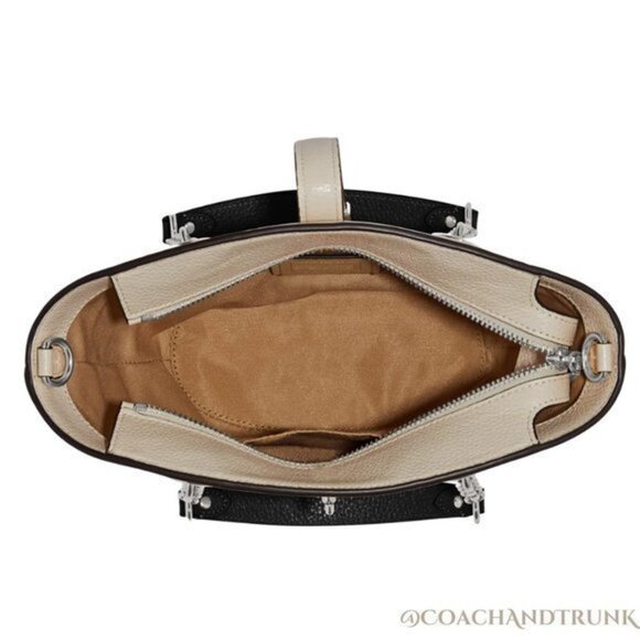 COACH Leather Lane Bucket Bag Bone with Black Trim and Silver Accents NWT - Picture 5 of 7